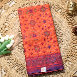 Rust orange kota cotton saree